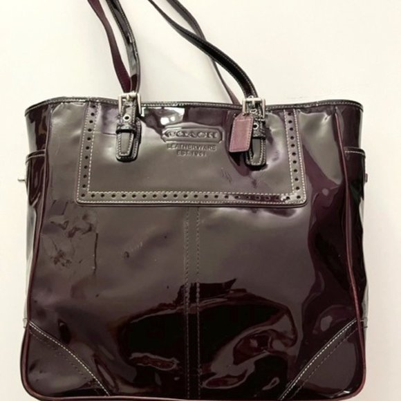 COACH Gallery Burgundy Patent Leather Wingtip Tote Purse G0773 - F11519 - Picture 1 of 8